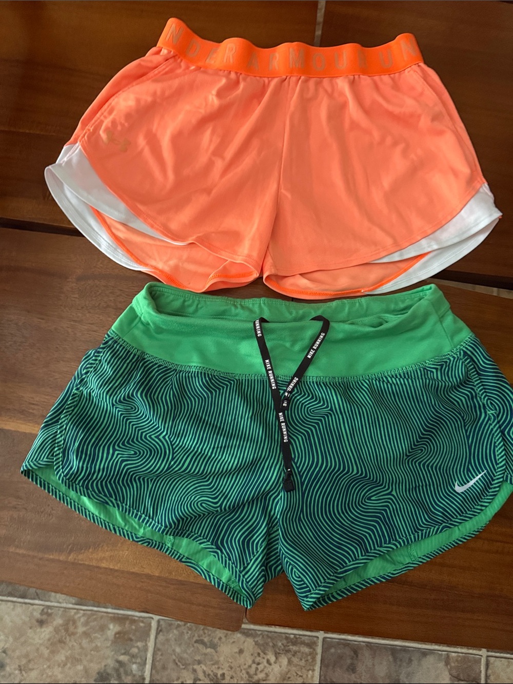 Women’s Athletic Shorts Duo — Neon Orange & Bright Green